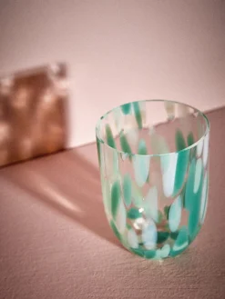 Vasos|Vajillas Completas>ANNA VON LIPA Set de vasos soplados Big Confetti, 6 uds. Tonos verdes y azules transparentes