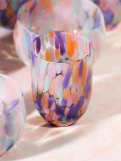 Vasos|Vajillas Completas>ANNA VON LIPA Set de vasos soplados Big Confetti, 6 uds. Tonos lilas y rosas transparentes