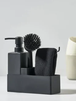 Escurreplatos|Almacenaje De Cocina>Zone Denmark Set lavavajillas con cepillo Zone, 3 pzas. Negro