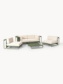 Conjuntos Jardín|Muebles De Jardín>Westwing Collection Set lounge modular Caio, 4 pzas. Blanco Off White, verde oliva
