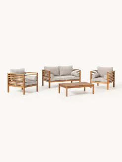 Sale Set lounge para exterior de madera de acacia Bo, 4 pzas. Conjuntos Jardín|Muebles De Jardín