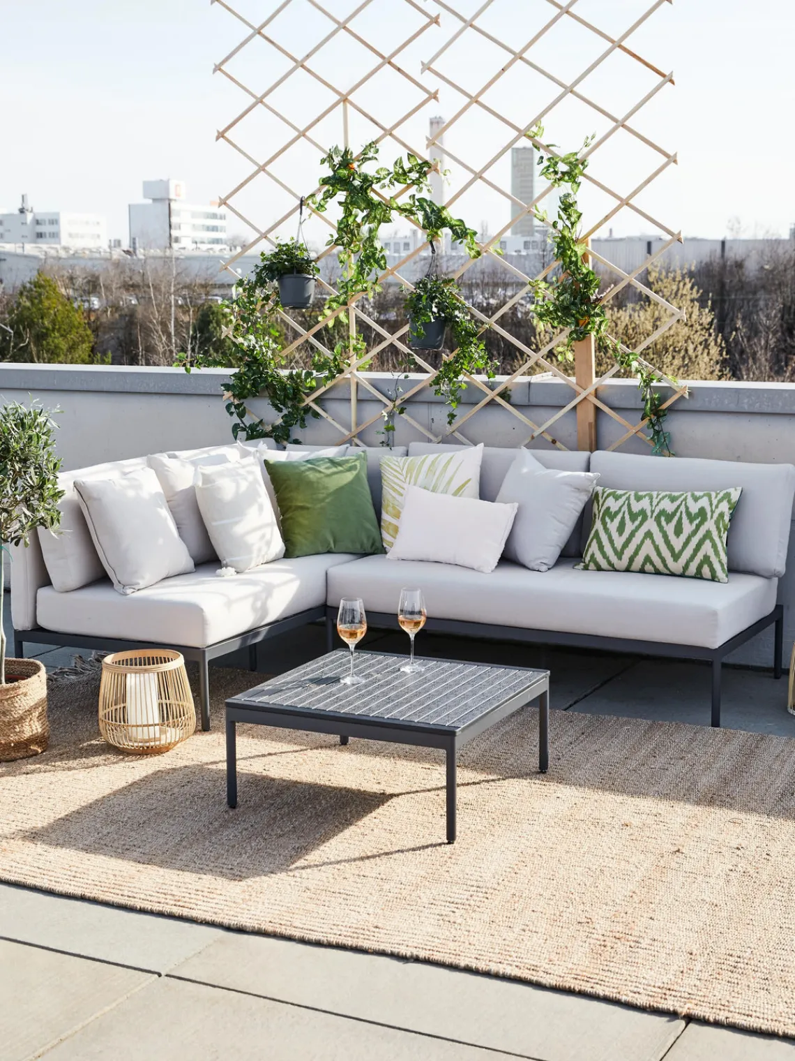 Conjuntos Jardín|Muebles De Jardín>Westwing Collection Set lounge para exterior Linden, 2 pzas. Gris oscuro, gris claro