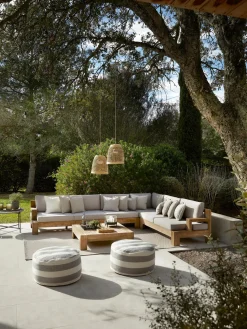 Conjuntos Jardín|Muebles De Jardín>Westwing Collection Set lounge para exterior de madera de acacia Joshua, 4 pzas. Gris claro, madera de acacia pintado