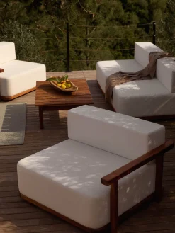 New Set lounge para exterior de madera de acacia Matheus, 4 pzas. Conjuntos Jardín|Muebles De Jardín