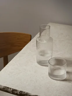 Jarras De Agua|Vajillas Completas>Ferm Living Set pequeño de jarra de agua soplada con vaso Ripple, 2 pzas. Transparente brillante