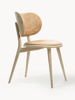 Sillas De Madera|Sillas>Mater Silla artesanal de cuero y madera Rock Cuero beige, madera de roble clara