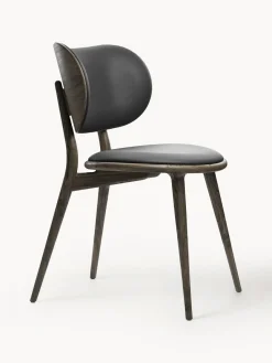 Sillas De Madera|Sillas>Mater Silla artesanal de cuero y madera Rock Cuero negro, madera de roble oscura