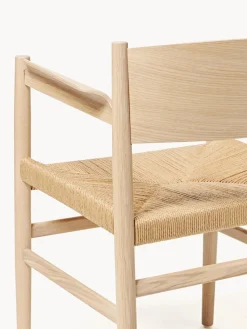 Discount Silla artesanal de madera y mimbre con reposabrazos Nestor Sillas De Madera|Sillas Con Reposabrazos