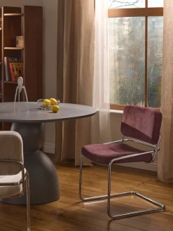 Sillas>Westwing Collection Silla basculante de cuerda Don Cuerda color vino, plateado brillante