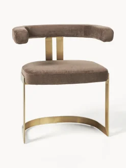 Sillas>Westwing Collection Silla cantilever tapizada Gianni Tejido turrón, dorado