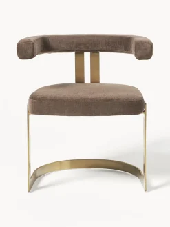 Sillas></noscript>Westwing Collection Silla cantilever tapizada Gianni Tejido turrón, dorado
