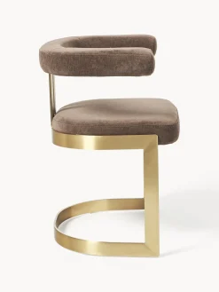 Sillas></noscript>Westwing Collection Silla cantilever tapizada Gianni Tejido turrón, dorado