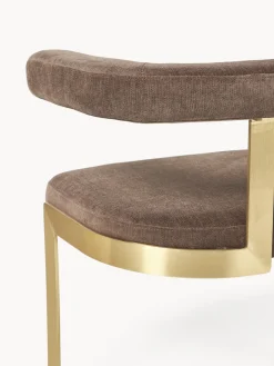 Sillas></noscript>Westwing Collection Silla cantilever tapizada Gianni Tejido turrón, dorado