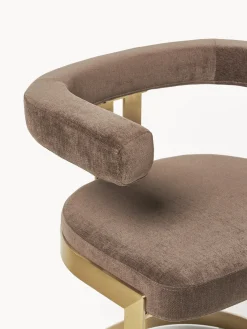 Sillas></noscript>Westwing Collection Silla cantilever tapizada Gianni Tejido turrón, dorado