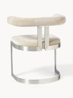 Sillas></noscript>Westwing Collection Silla cantilever tapizada Gianni Tejido beige, plateado