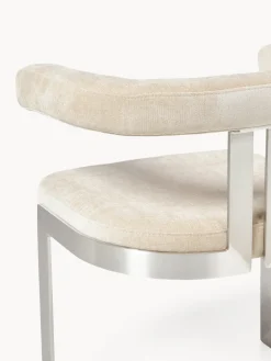 Sillas></noscript>Westwing Collection Silla cantilever tapizada Gianni Tejido beige, plateado