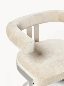 Sillas></noscript>Westwing Collection Silla cantilever tapizada Gianni Tejido beige, plateado