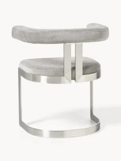 Sillas></noscript>Westwing Collection Silla cantilever tapizada Gianni Tejido gris claro, plateado
