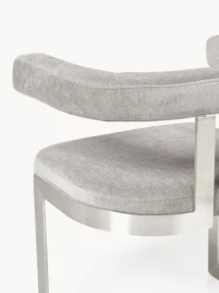 Sillas></noscript>Westwing Collection Silla cantilever tapizada Gianni Tejido gris claro, plateado