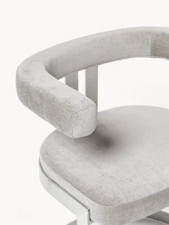 Sillas></noscript>Westwing Collection Silla cantilever tapizada Gianni Tejido gris claro, plateado