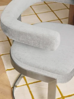 Sillas></noscript>Westwing Collection Silla cantilever tapizada Gianni Tejido gris claro, plateado