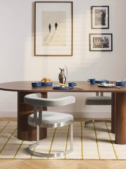 Sillas></noscript>Westwing Collection Silla cantilever tapizada Gianni Tejido gris claro, plateado