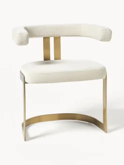 Sillas>Westwing Collection Silla cantilever tapizada Gianni Tejido blanco Off White, dorado