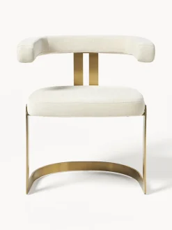 Sillas></noscript>Westwing Collection Silla cantilever tapizada Gianni Tejido blanco Off White, dorado