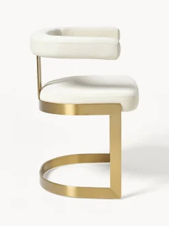 Sillas></noscript>Westwing Collection Silla cantilever tapizada Gianni Tejido blanco Off White, dorado