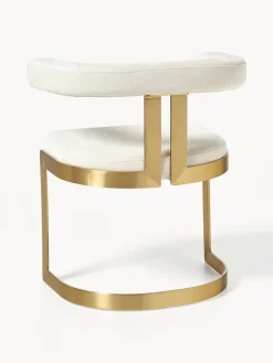 Sillas></noscript>Westwing Collection Silla cantilever tapizada Gianni Tejido blanco Off White, dorado