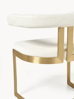 Sillas></noscript>Westwing Collection Silla cantilever tapizada Gianni Tejido blanco Off White, dorado
