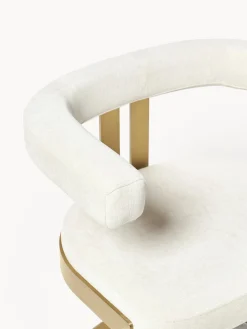 Sillas></noscript>Westwing Collection Silla cantilever tapizada Gianni Tejido blanco Off White, dorado