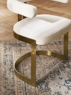 Sillas></noscript>Westwing Collection Silla cantilever tapizada Gianni Tejido blanco Off White, dorado