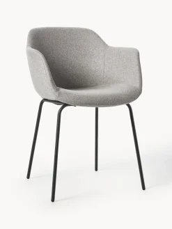 Sillas Con Reposabrazos|Sillas>Westwing Collection Silla con asiento estrecho y reposabrazos Fiji Tejido gris claro, negro