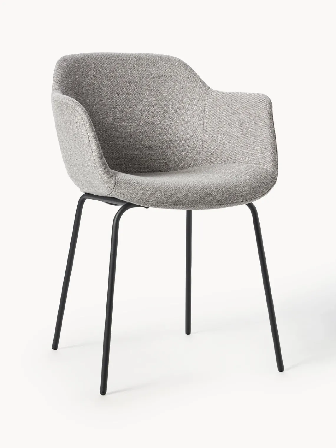 Sillas Con Reposabrazos|Sillas>Westwing Collection Silla con asiento estrecho y reposabrazos Fiji Tejido gris claro, negro