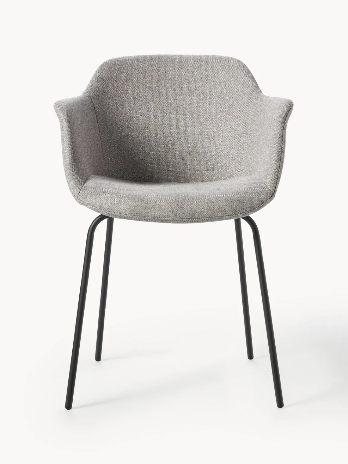 Sillas Con Reposabrazos|Sillas>Westwing Collection Silla con asiento estrecho y reposabrazos Fiji Tejido gris claro, negro