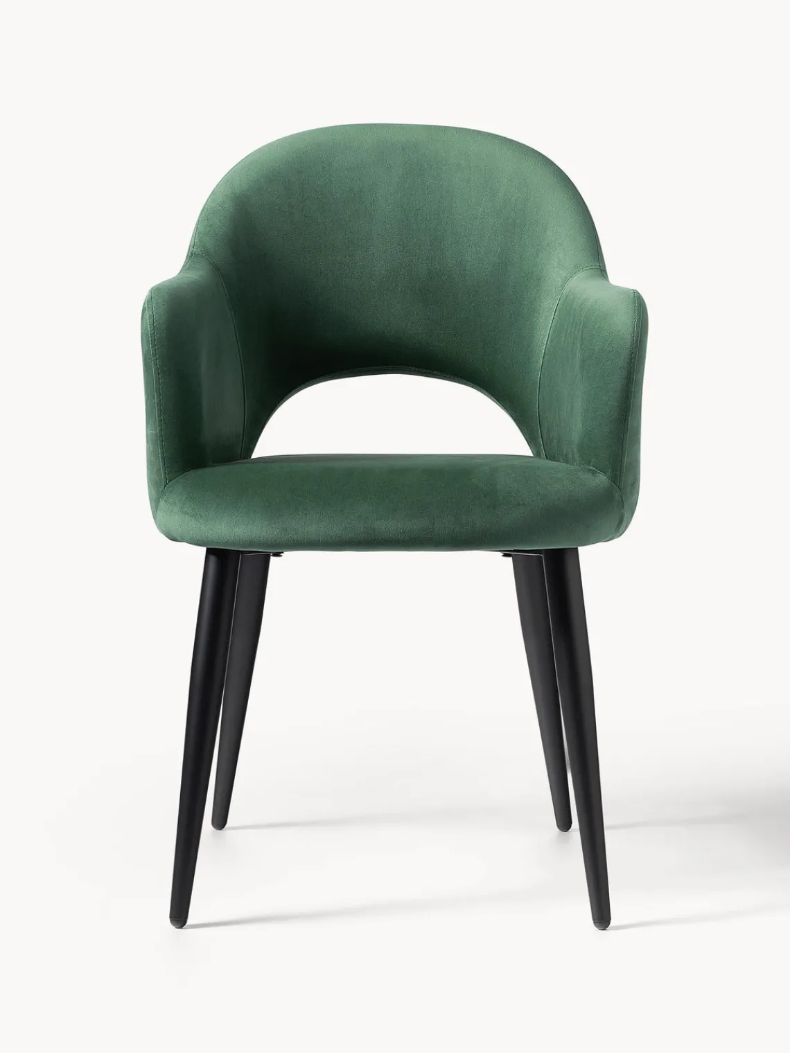 Sillas Con Reposabrazos|Sillas>Westwing Collection Silla con reposabrazos de terciopelo Rachel Terciopelo verde oscuro, negro mate