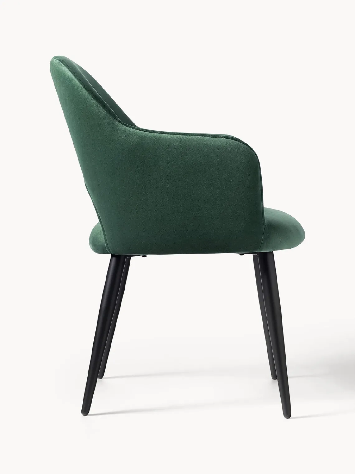Sillas Con Reposabrazos|Sillas>Westwing Collection Silla con reposabrazos de terciopelo Rachel Terciopelo verde oscuro, negro mate