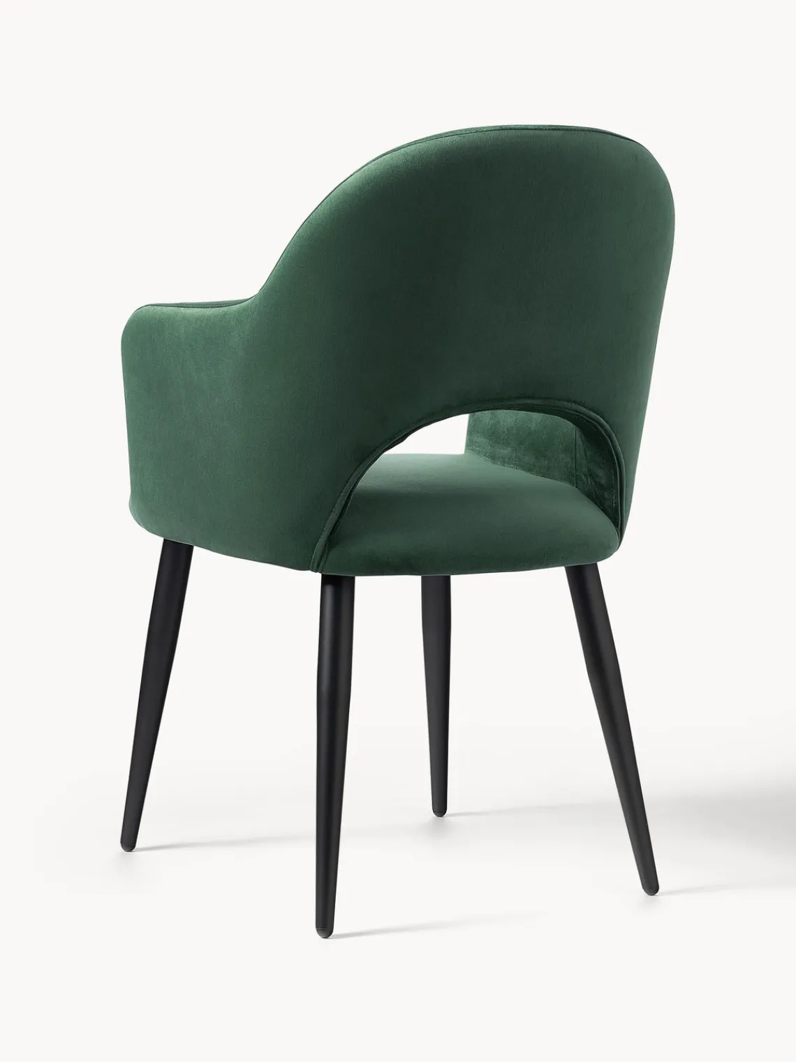 Sillas Con Reposabrazos|Sillas>Westwing Collection Silla con reposabrazos de terciopelo Rachel Terciopelo verde oscuro, negro mate
