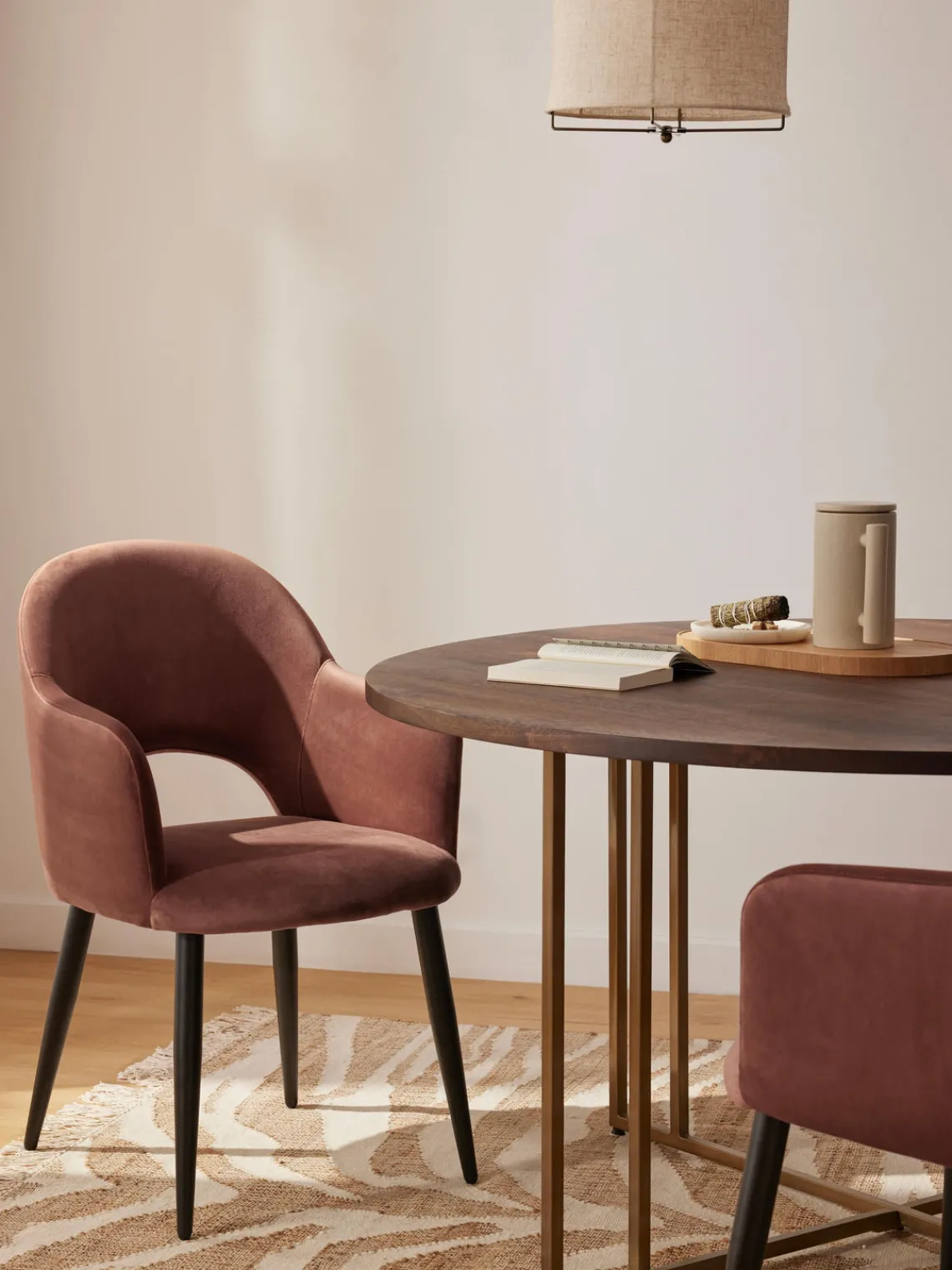 Discount Silla con reposabrazos de terciopelo Rachel Sillas Con Reposabrazos|Sillas