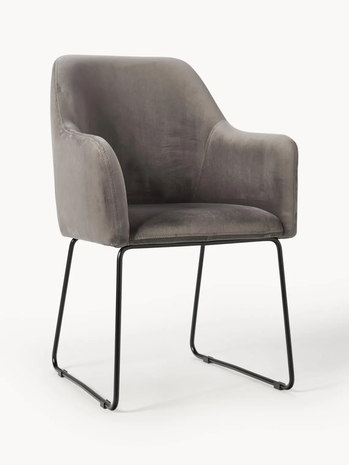 Sillas Con Reposabrazos|Sillas>Westwing Collection Silla con reposabrazos de terciopelo Isla Terciopelo gris oscuro, negro