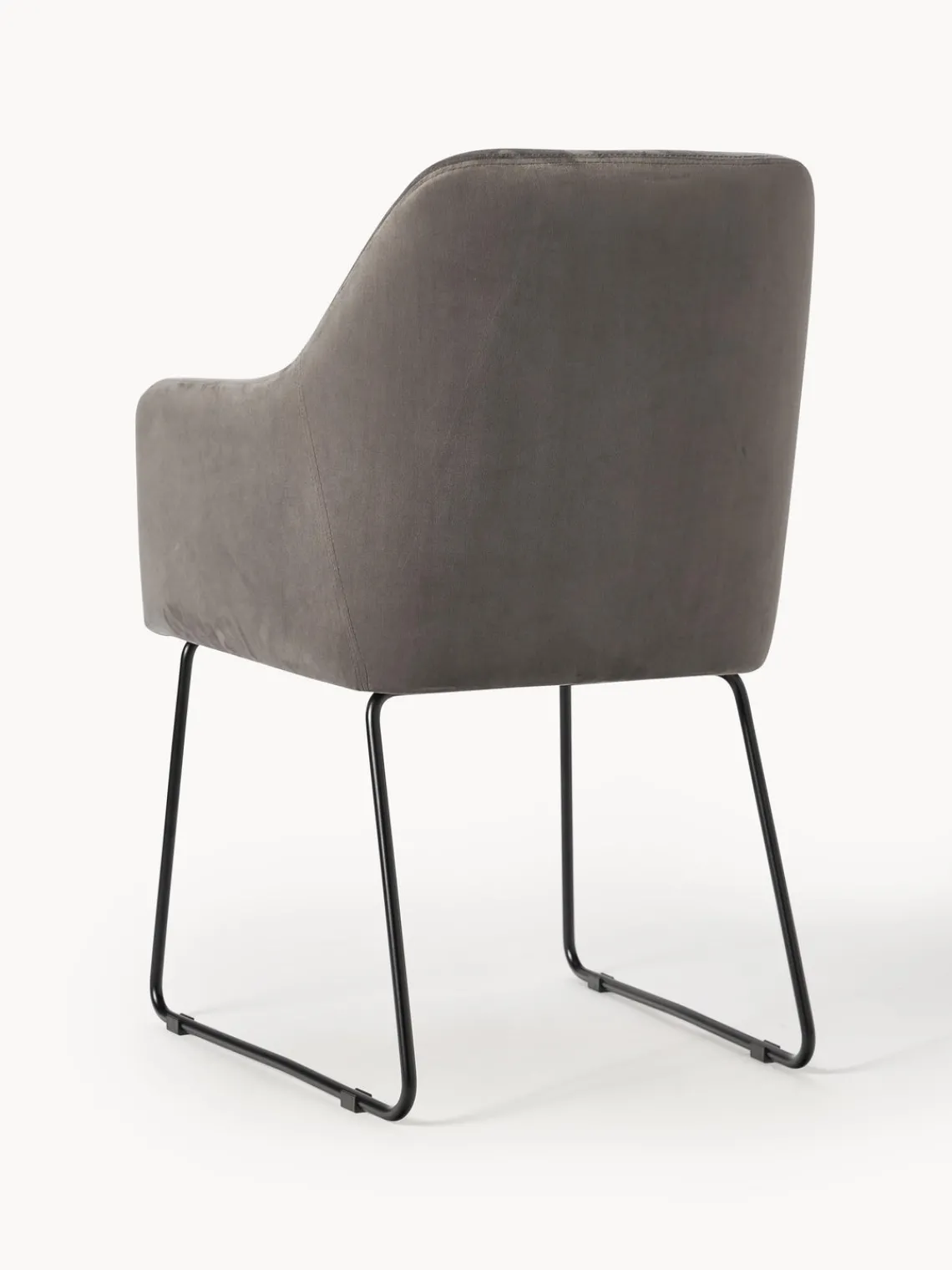 Sillas Con Reposabrazos|Sillas>Westwing Collection Silla con reposabrazos de terciopelo Isla Terciopelo gris oscuro, negro