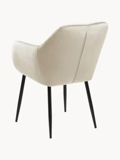 Sillas Con Reposabrazos|Sillas></noscript> Silla con reposabrazos de terciopelo Emilia Terciopelo beige, negro mate