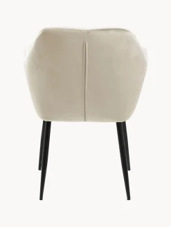 Sillas Con Reposabrazos|Sillas></noscript> Silla con reposabrazos de terciopelo Emilia Terciopelo beige, negro mate