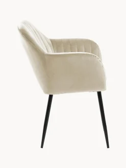 Sillas Con Reposabrazos|Sillas></noscript> Silla con reposabrazos de terciopelo Emilia Terciopelo beige, negro mate