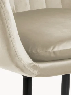 Sillas Con Reposabrazos|Sillas></noscript> Silla con reposabrazos de terciopelo Emilia Terciopelo beige, negro mate