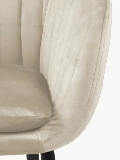 Sillas Con Reposabrazos|Sillas></noscript> Silla con reposabrazos de terciopelo Emilia Terciopelo beige, negro mate