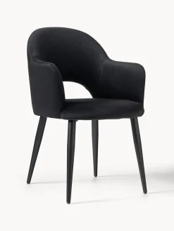 Sillas Con Reposabrazos|Sillas>Westwing Collection Silla con reposabrazos de terciopelo Rachel Terciopelo negro, negro, mate