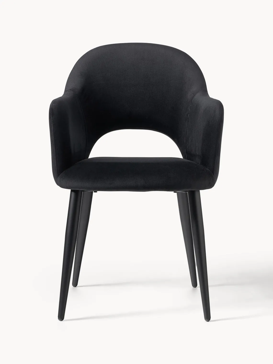 Sillas Con Reposabrazos|Sillas>Westwing Collection Silla con reposabrazos de terciopelo Rachel Terciopelo negro, negro, mate