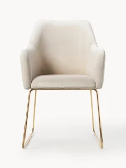 Sillas Con Reposabrazos|Sillas></noscript>Westwing Collection Silla con reposabrazos de terciopelo Isla Terciopelo blanco crema, dorado